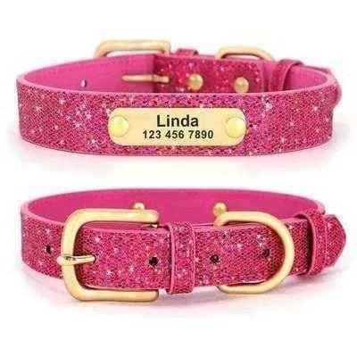 Personalised Sequin Sparkle Pet ID Dog Collar