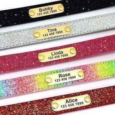Personalised Sequin Sparkle Pet ID Dog Collar